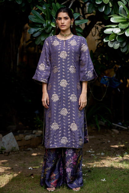 Kohl Grey Kurta palazzo Set