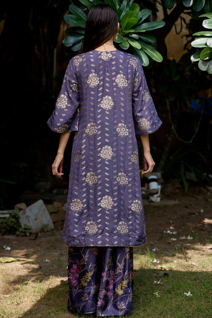 Kohl Grey Kurta palazzo Set