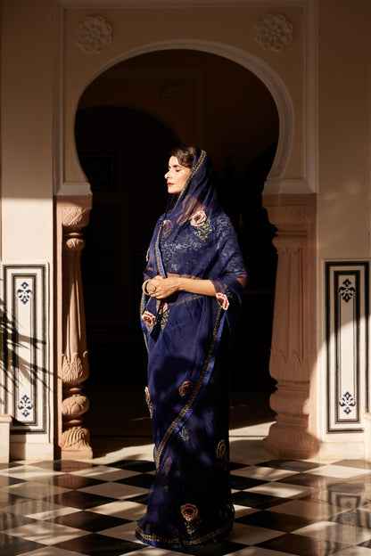 Midnight Blue Kajal Saree