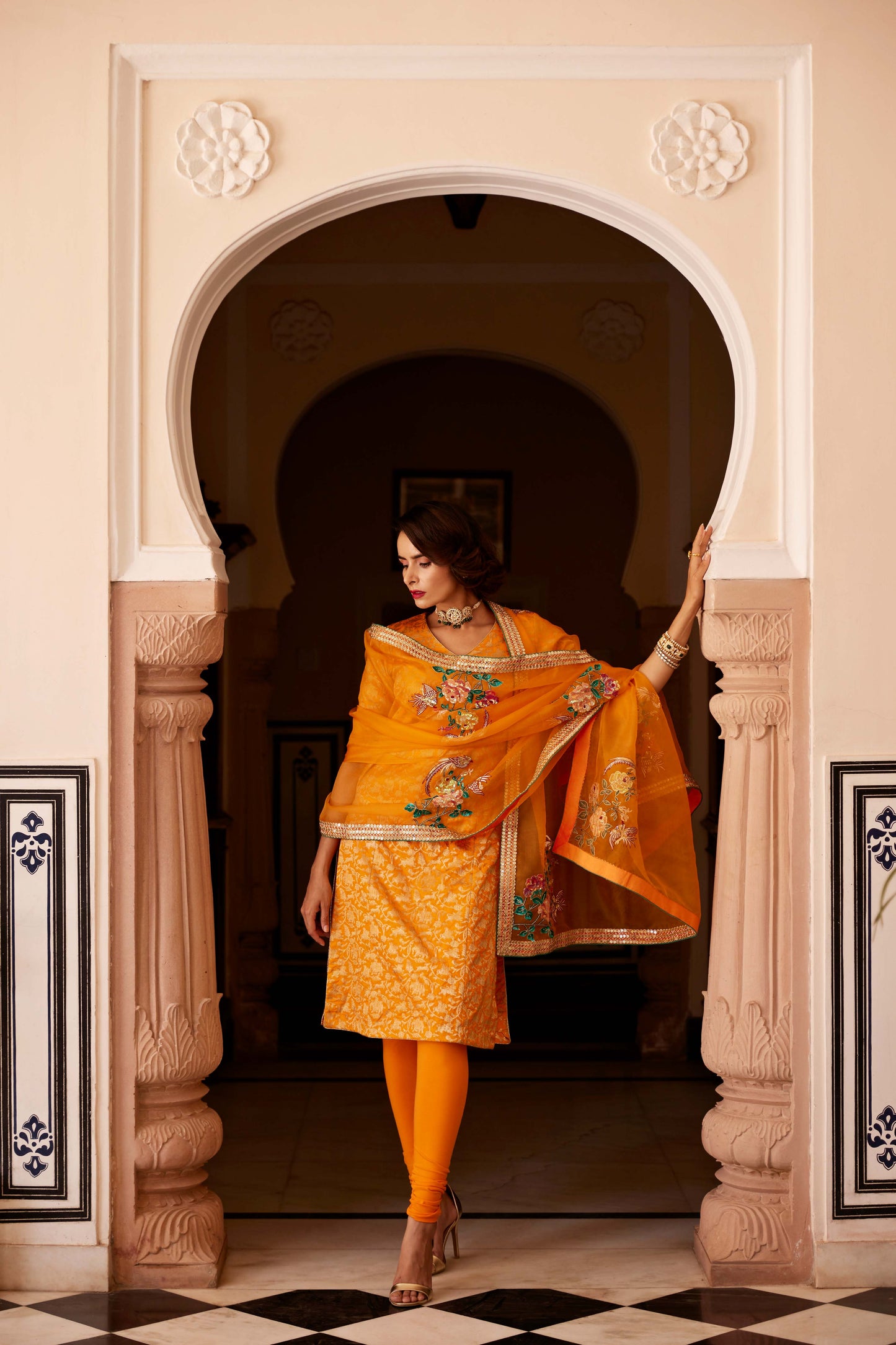 Saffron Yellow Peetambari Kurta Set