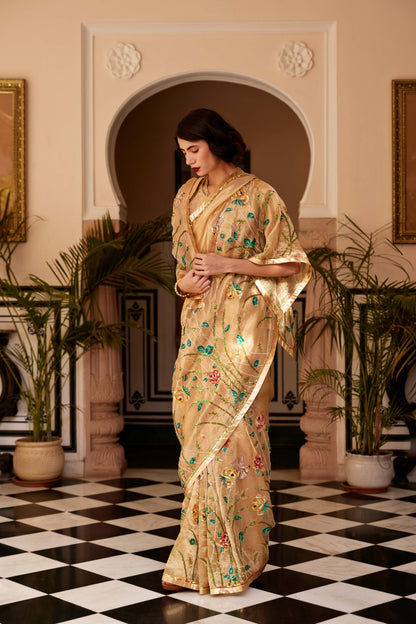 Gold Sunhari Tissue Saree